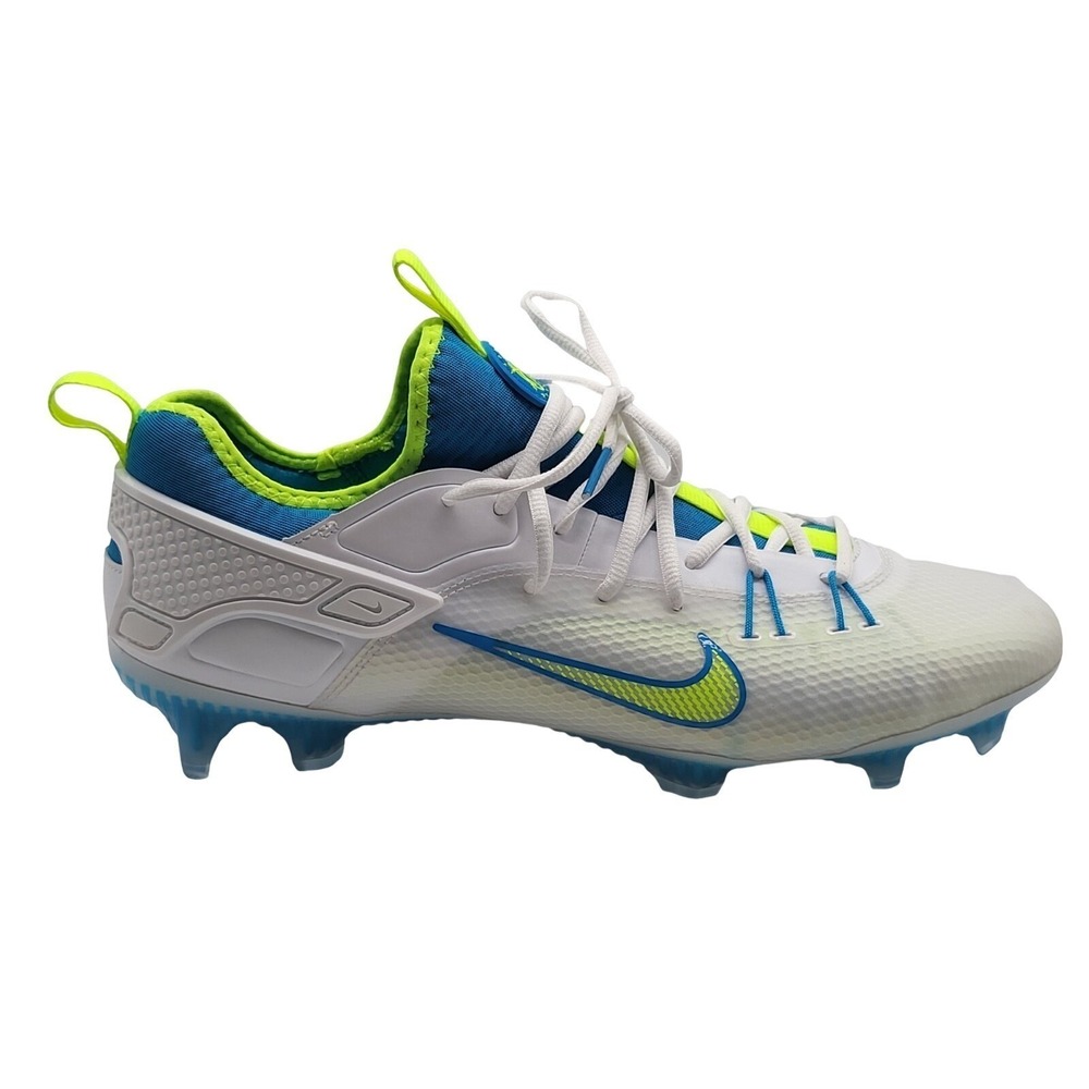 Nike Huarache 9 Elite Low LAX SE Lacrosse Cleats White Volt Blue Men 12.5